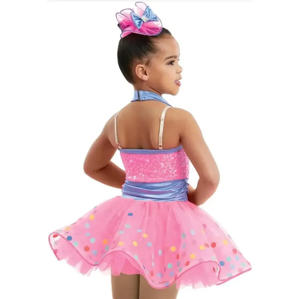 Pre-Owned Dance Costume Weissman 10784 6x-7 Child Hot Pink Polka Dot Tap Ballet